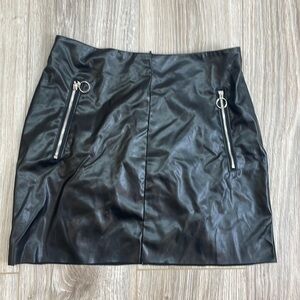 faux black leather mini skirt size small new